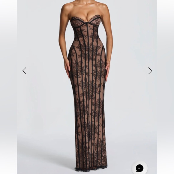 Babyboo Fashion Dresses & Skirts - Elegant Strapless Black Lace Evening Gown